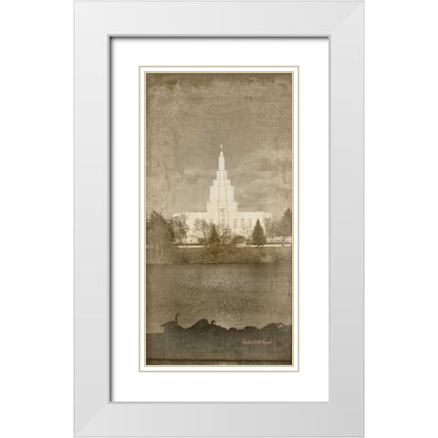 Idaho Falls Temple White Modern Wood Framed Art Print with Double Matting by Murdock, Ramona