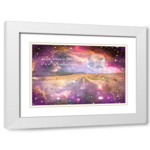 Tell All His Wonderful Works White Modern Wood Framed Art Print with Double Matting by Murdock, Ramona