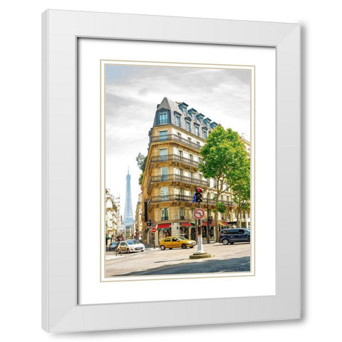 Paris Corner White Modern Wood Framed Art Print with Double Matting by Murdock, Ramona
