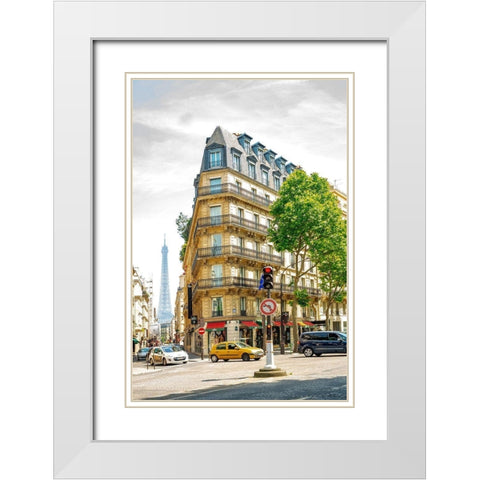 Paris Corner White Modern Wood Framed Art Print with Double Matting by Murdock, Ramona