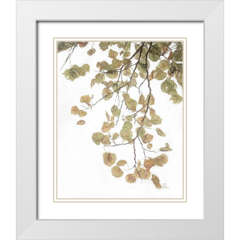 Aspen Leaves IV White Modern Wood Framed Art Print with Double Matting by Murdock, Ramona