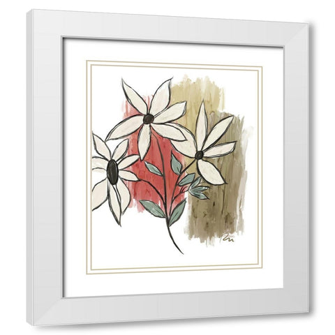 Patchwork Floral I White Modern Wood Framed Art Print with Double Matting by Murdock, Ramona