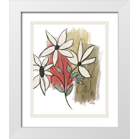 Patchwork Floral I White Modern Wood Framed Art Print with Double Matting by Murdock, Ramona