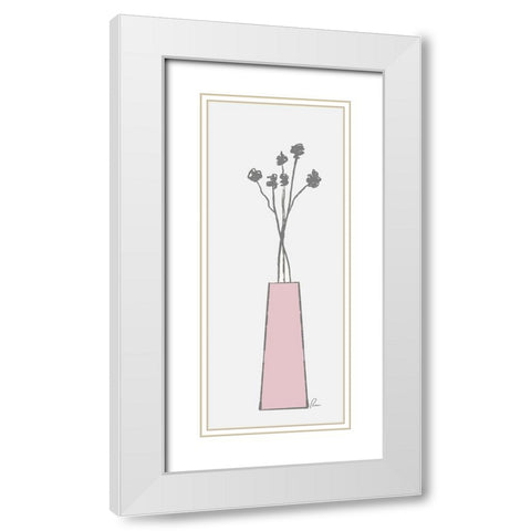Pink Vase White Modern Wood Framed Art Print with Double Matting by Murdock, Ramona