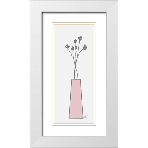 Pink Vase White Modern Wood Framed Art Print with Double Matting by Murdock, Ramona