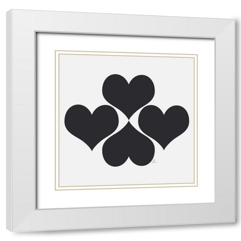 Hearts White Modern Wood Framed Art Print with Double Matting by Murdock, Ramona
