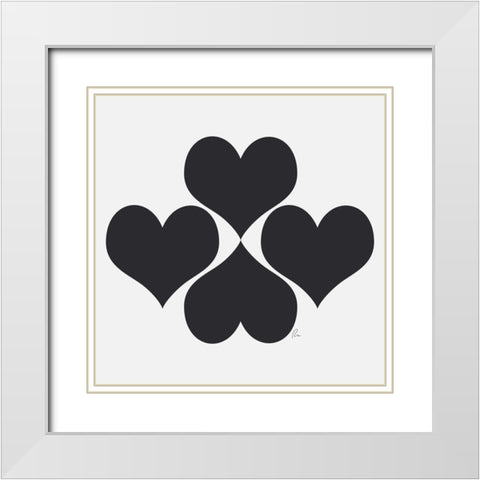 Hearts White Modern Wood Framed Art Print with Double Matting by Murdock, Ramona