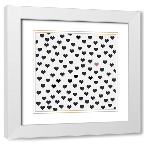 Hearts II White Modern Wood Framed Art Print with Double Matting by Murdock, Ramona