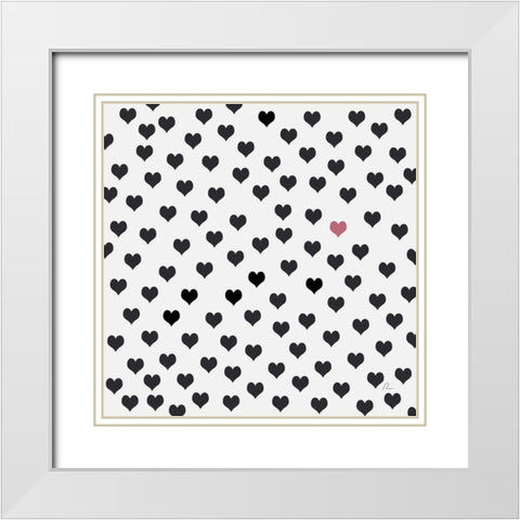 Hearts II White Modern Wood Framed Art Print with Double Matting by Murdock, Ramona