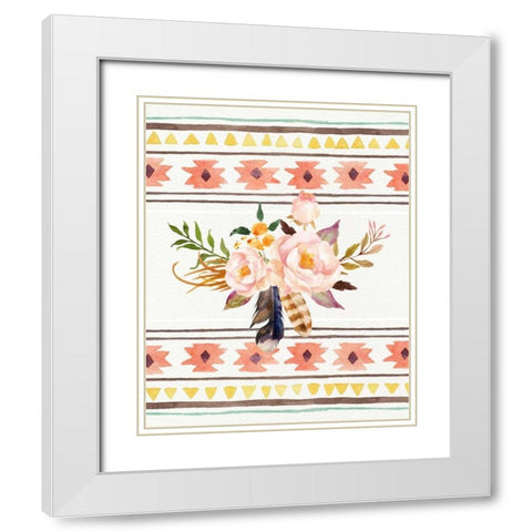 Tribal Flowers and Pattern White Modern Wood Framed Art Print with Double Matting by Moss, Tara