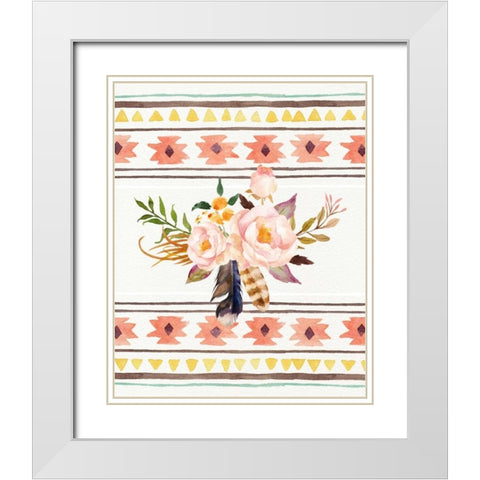 Tribal Flowers and Pattern White Modern Wood Framed Art Print with Double Matting by Moss, Tara