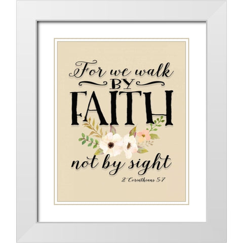 For We Walk Flowers White Modern Wood Framed Art Print with Double Matting by Moss, Tara