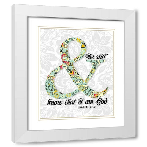 Be Still Psalm White Modern Wood Framed Art Print with Double Matting by Moss, Tara