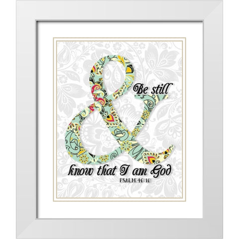Be Still Psalm White Modern Wood Framed Art Print with Double Matting by Moss, Tara