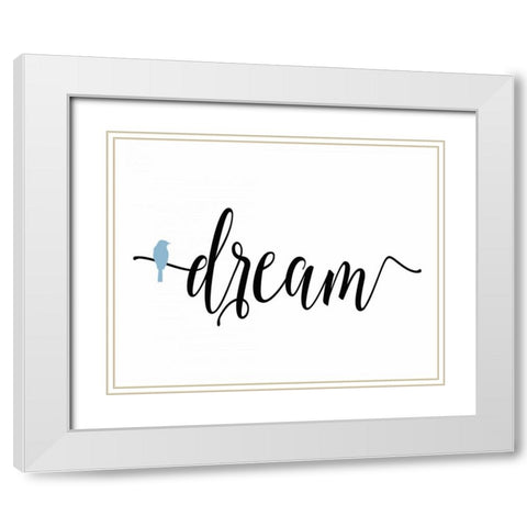 Blue Bird Dream White Modern Wood Framed Art Print with Double Matting by Moss, Tara