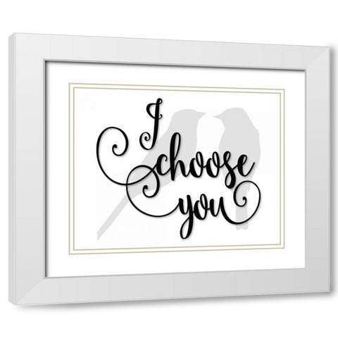 I Choose You - Grey Birds White Modern Wood Framed Art Print with Double Matting by Moss, Tara