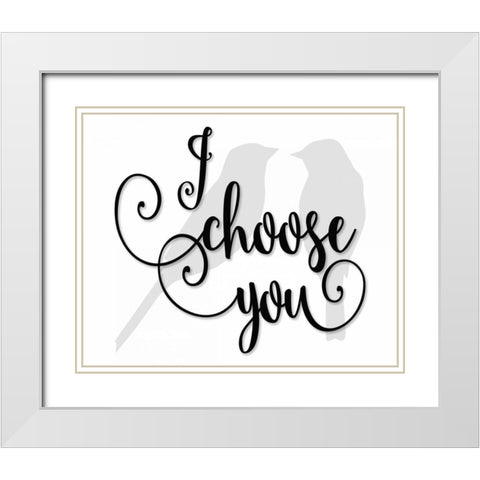 I Choose You - Grey Birds White Modern Wood Framed Art Print with Double Matting by Moss, Tara