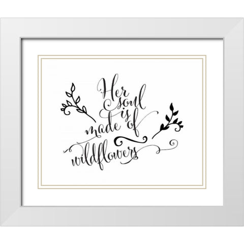 Her Soul is Made of Wildflowers White Modern Wood Framed Art Print with Double Matting by Moss, Tara