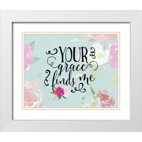 Your Grace Finds Me Floral White Modern Wood Framed Art Print with Double Matting by Moss, Tara