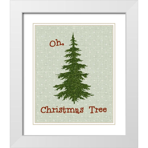 Oh Christmas Tree White Modern Wood Framed Art Print with Double Matting by Moss, Tara