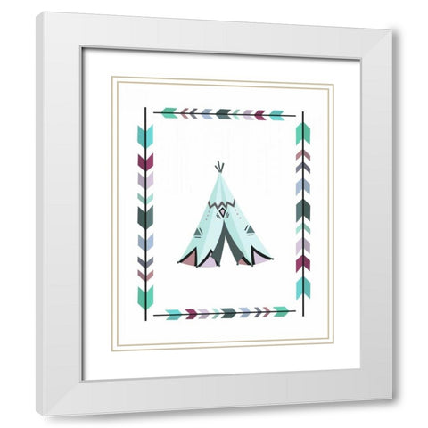 Teepee Teal and Purple White Modern Wood Framed Art Print with Double Matting by Moss, Tara