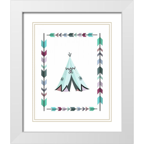 Teepee Teal and Purple White Modern Wood Framed Art Print with Double Matting by Moss, Tara