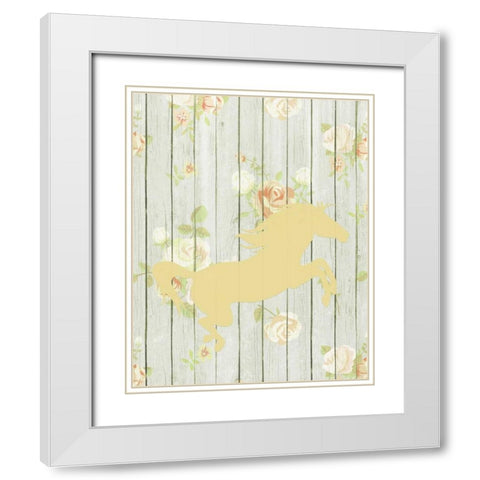 Pale Yellow Horse White Modern Wood Framed Art Print with Double Matting by Moss, Tara