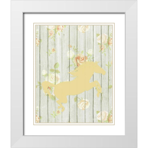 Pale Yellow Horse White Modern Wood Framed Art Print with Double Matting by Moss, Tara