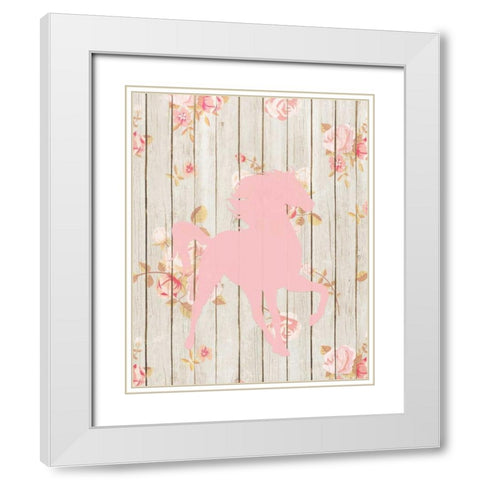 Pale Pink Horse White Modern Wood Framed Art Print with Double Matting by Moss, Tara