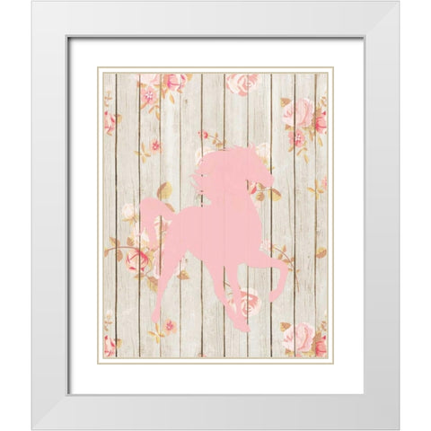 Pale Pink Horse White Modern Wood Framed Art Print with Double Matting by Moss, Tara