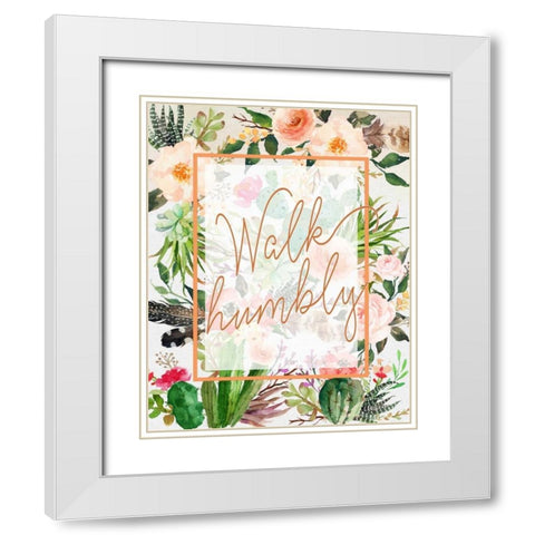Walk Humbly White Modern Wood Framed Art Print with Double Matting by Moss, Tara