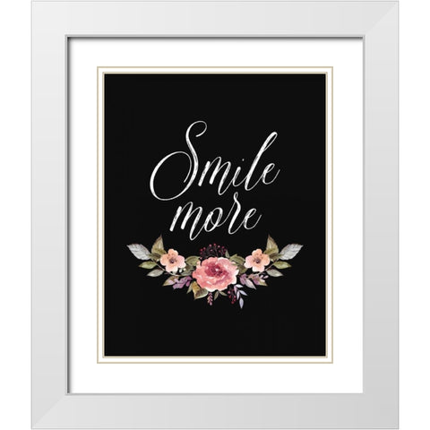 Smile More White Modern Wood Framed Art Print with Double Matting by Moss, Tara