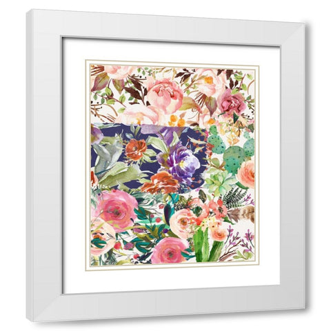 Multiple Florals Collage White Modern Wood Framed Art Print with Double Matting by Moss, Tara