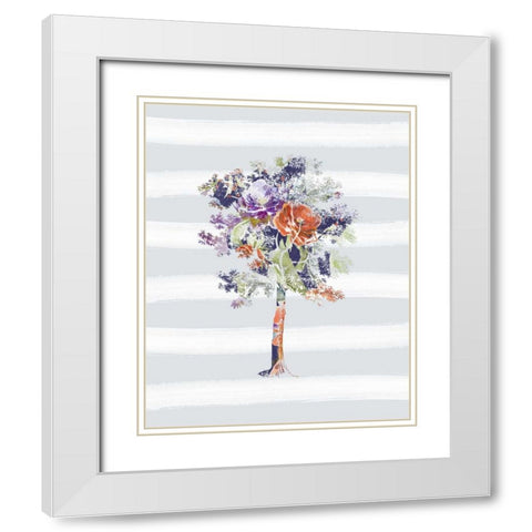 Tree Silhouette White Modern Wood Framed Art Print with Double Matting by Moss, Tara