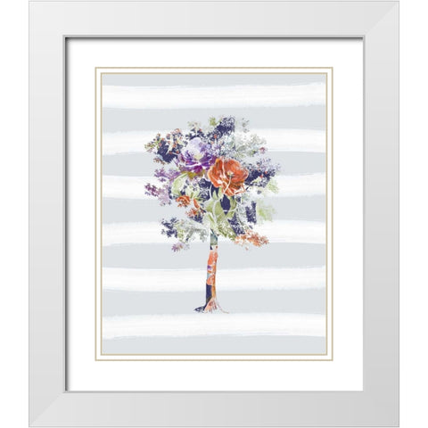 Tree Silhouette White Modern Wood Framed Art Print with Double Matting by Moss, Tara