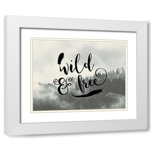 Wild and Free Feathers White Modern Wood Framed Art Print with Double Matting by Moss, Tara