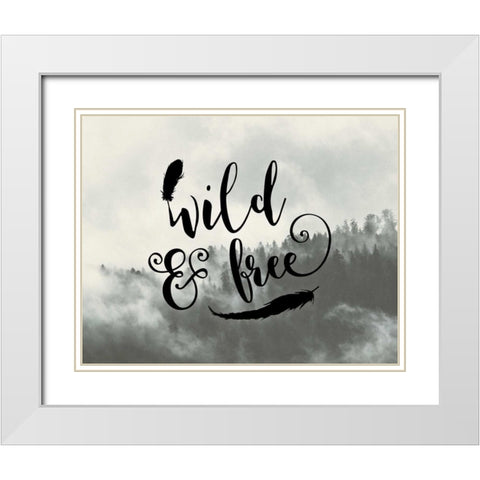 Wild and Free Feathers White Modern Wood Framed Art Print with Double Matting by Moss, Tara