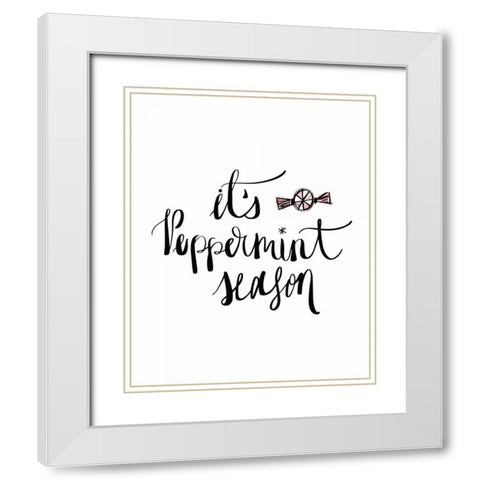 Peppermint Season White Modern Wood Framed Art Print with Double Matting by Moss, Tara