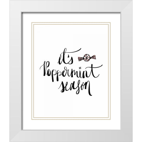 Peppermint Season White Modern Wood Framed Art Print with Double Matting by Moss, Tara