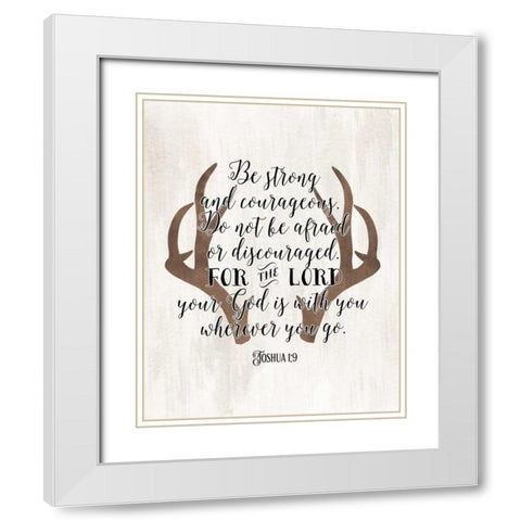 Joshua 1-9 Antlers White Modern Wood Framed Art Print with Double Matting by Moss, Tara