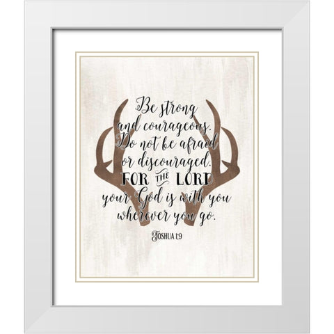 Joshua 1-9 Antlers White Modern Wood Framed Art Print with Double Matting by Moss, Tara