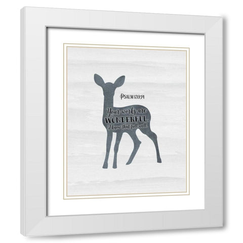 Psalm 139-14 White Modern Wood Framed Art Print with Double Matting by Moss, Tara