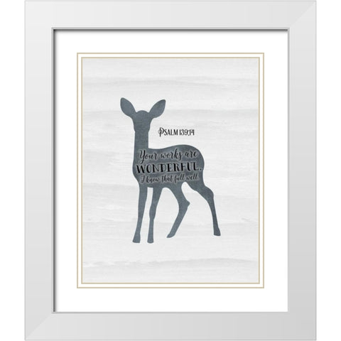 Psalm 139-14 White Modern Wood Framed Art Print with Double Matting by Moss, Tara