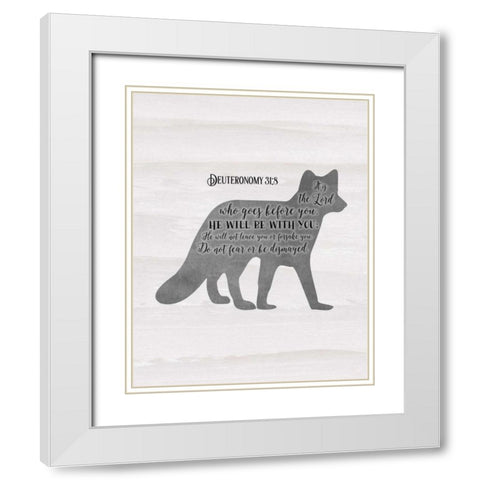 Deuteronomy 31-8 White Modern Wood Framed Art Print with Double Matting by Moss, Tara