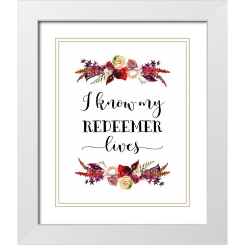 My Redeemer Lives White Modern Wood Framed Art Print with Double Matting by Moss, Tara