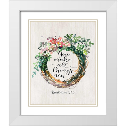 Revelation 21-5 White Modern Wood Framed Art Print with Double Matting by Moss, Tara