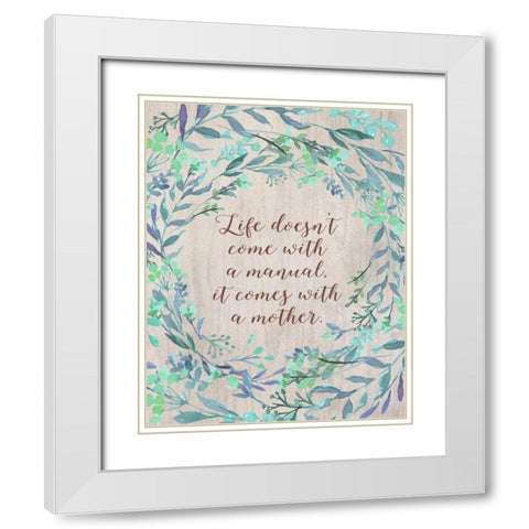 Mom Manual White Modern Wood Framed Art Print with Double Matting by Moss, Tara