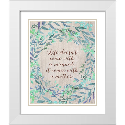 Mom Manual White Modern Wood Framed Art Print with Double Matting by Moss, Tara