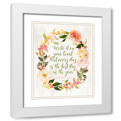 Write It on Your Heart White Modern Wood Framed Art Print with Double Matting by Moss, Tara