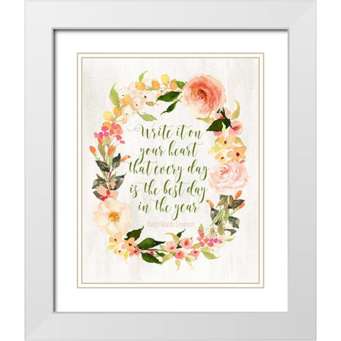 Write It on Your Heart White Modern Wood Framed Art Print with Double Matting by Moss, Tara